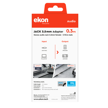 Audiokabel Klinke 3,5 mm und RCA | Ekon