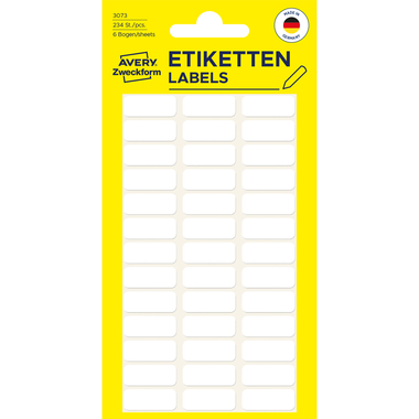 AVERY ZWECKFORM Haushaltetiketten 20×8mm 3073 weiss 234 Stück