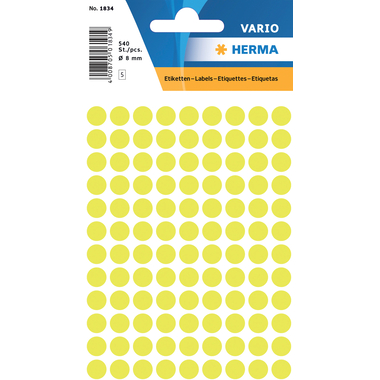 HERMA Etiquettes ronde 8mm 1834 jaune 540 pcs.