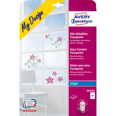 AVERY ZWECKFORM Glasfolie My Design A4 MD3002 transparent 4 Blatt