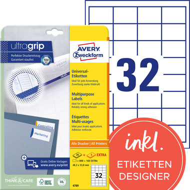 AVERY ZWECKFORM Etichette universale 483x338mm 4789 bianco 30 fogli