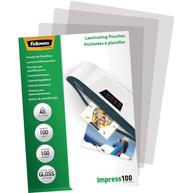 FELLOWES Pochettes à plastifier A5 5351002 brillant, 100my 100 pcs.