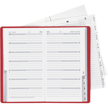 BIELLA Agenda Bern 2026 851572470026U 1S/1P rouge vin ML 8.7x15.3cm