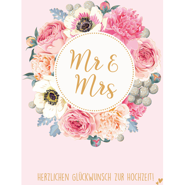 ABC Carte de mariage A4 53971 Couronne fleurs Mr&Mrs