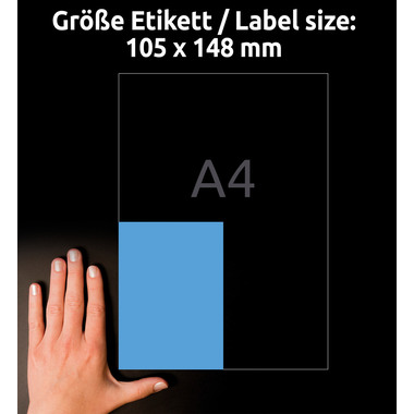 AVERY ZWECKFORM Etiquettes 105x148mm 3457 Universel, bleu 10fl./4pc.