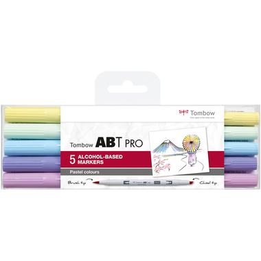 TOMBOW Dual Brush Pen ABT PRO ABTP-5P-2 Pastel Colours Set, 5 Stück