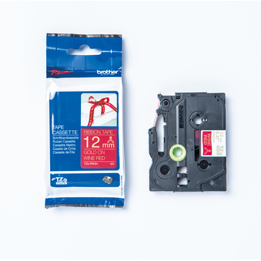 PTOUCH Ruban en textile or/rouge TZe-RW34 PT-DV600VP 12 mm