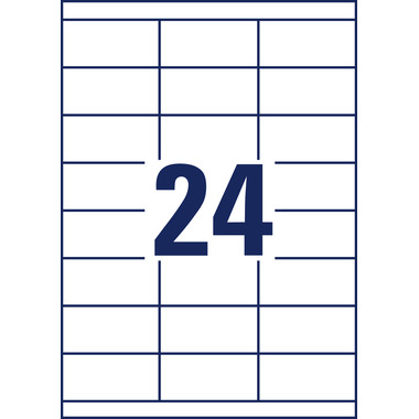 AVERY ZWECKFORM Etiketten 70×33,8mm 3664 weiss 2400 Stk./100 Blatt