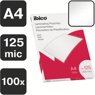 IBICO Pelicole per laminazione A4 627323 matt, 125my 100 pezzi