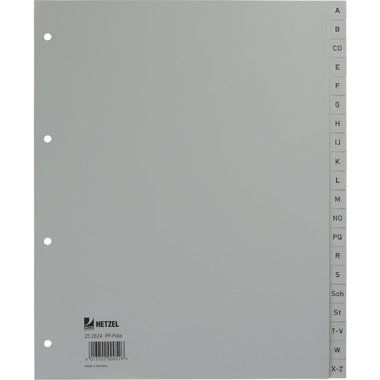 HETZEL Registro PP A4+ 25262481 grigio A-Z 20 pzi.