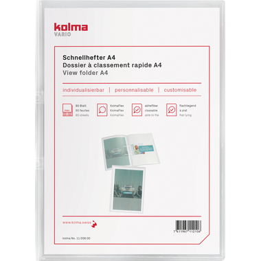 KOLMA Schnellhefter Vario A4 11.008.00 transparent,KolmaFlex 80 Blatt