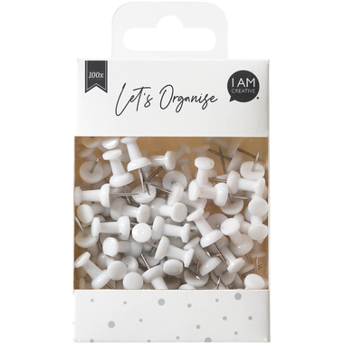 I AM CREATIVE Push Pins Let`s Organize 4035.15 bianco, 9x24cm 100 pezzi