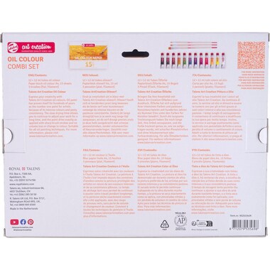 TALENS Öl Combi Set 12x12ml 9020194M Farbe, Pinsel, Papier
