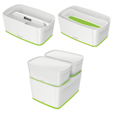 LEITZ MyBox Klein, mit Deckel 5lt 5229-10-54 weiss/grün