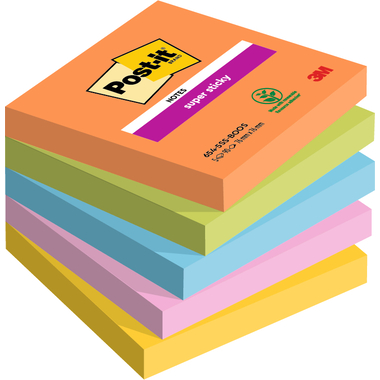 POST-IT Super Sticky Boost 76x76mm 654-5SS-BOOS 5-farbig 5x90 Blatt