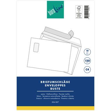 BÜROLINE Enveloppe a/fenêtre droit C4 105929 120g, blanc 10 pcs.
