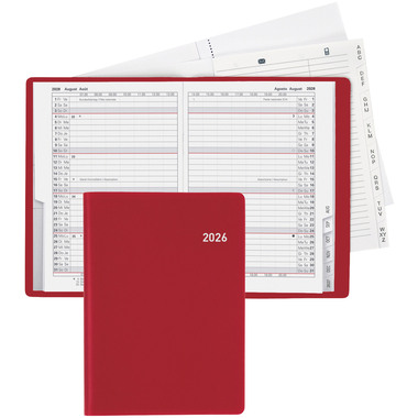 BIELLA Agenda Glasgow 2026 855312470026U 1M/2P rouge vin ML 10x13.9cm