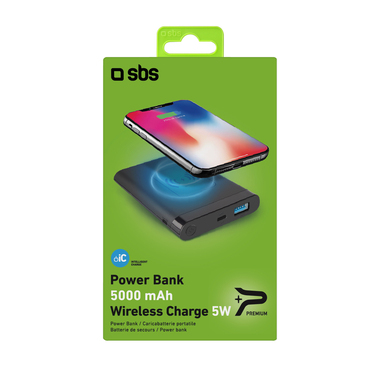 Power bank sans fil 5W avec ports USB et USB-C