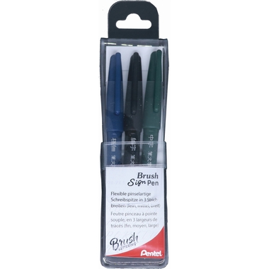 PENTEL Brush Sign Pen XSESP15-3EFM schwarz, 3 Stück