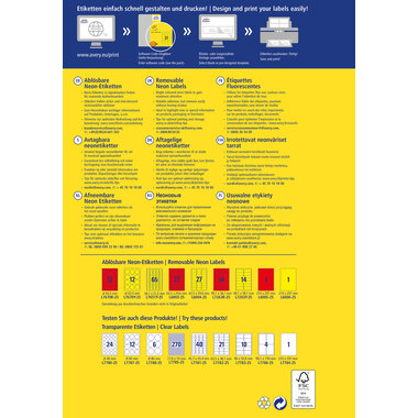 AVERY ZWECKFORM Etichette 38,1x21,2mm L7651Y-25 giallo 1625 pezzi