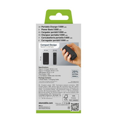 Powerbank 5000&nbsp;mAh klein für Apple und Andoid | SBS