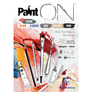 CLAIREFONTAINE Paint'On Block A5 975409C Assortito 24 fogli