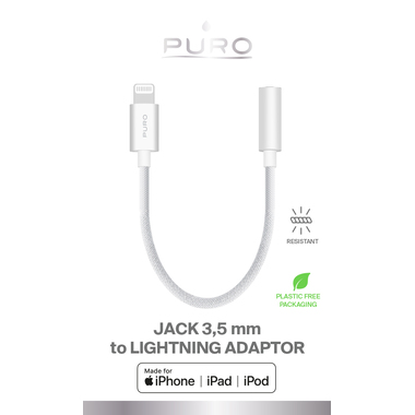 Adattatore in tessuto da Jack 3,5 mm a Lightning | Puro