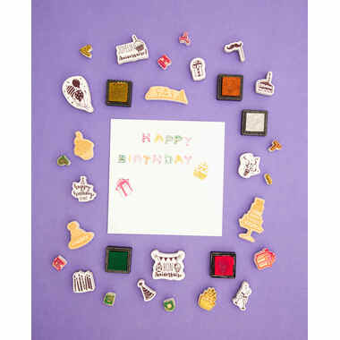 I AM CREATIVE Set de tampons 4093.03 Happy Birthday 35 pièces