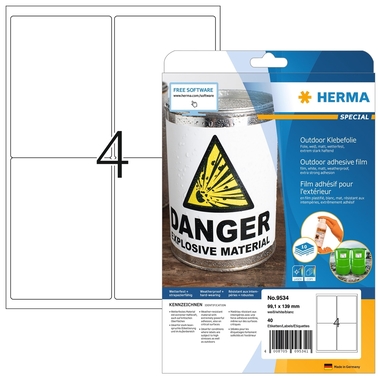 HERMA Outdoor Etiketten 99,1×139mm 9534 weiss 40 Stück