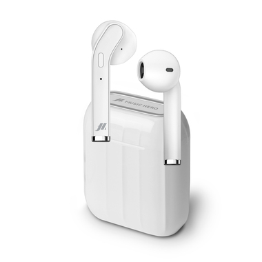Wireless stereo earphones with 300mAh charging base, multifunction buttons for music and calls