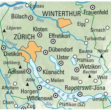 KÜMMERLY+FREY Carte des randonnées 325902206 Zürich 1:60'000