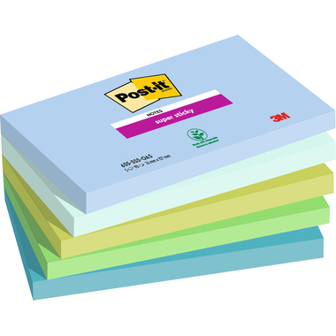 POST-IT Blocco Super Sticky Oasis 655-5SS-OAS 5-colori, 6x90 fogli 127x76mm