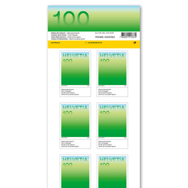 Briefmarken CHF 1.00 «Alpenwiesengrün», Bogen mit 10 Marken