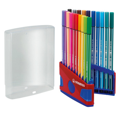 STABILO Penna fibra Pen 68 1mm 6820-04 20 pz., Color box rosso/blu