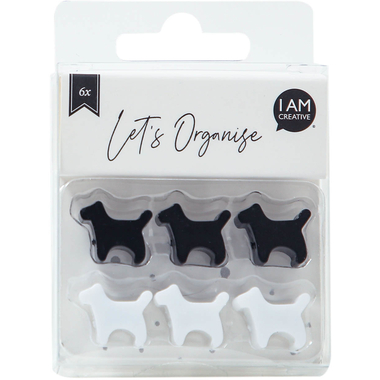 I AM CREATIVE Magnet Hund Let`s Organize 4035.53 schwarz, weiss 6 Stück