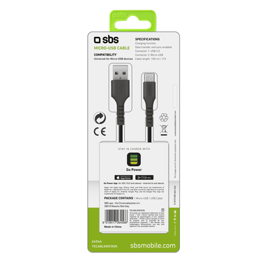 Câble données et recharge USB – Micro USB longueur 1 mètre