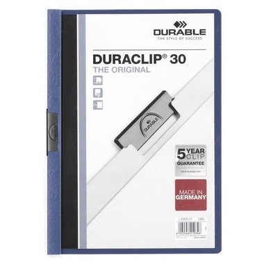DURABLE Classeur à pince DURACLIP 30 220007 pour 30 feuilles A4 bleu foncé