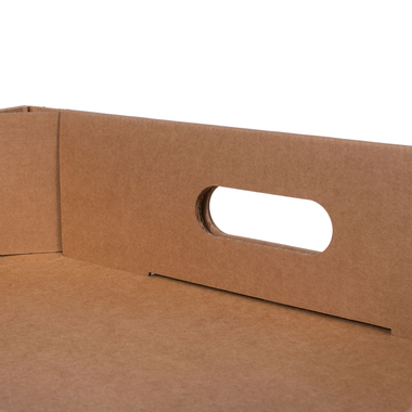 Fruit and vegetable crates with handle holes in brown 374x274x95mm