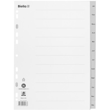 BIELLA Separatori PP A4 47141391U grigio Jan-Déc FR