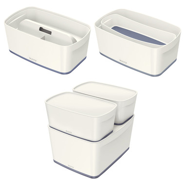 LEITZ MyBox Klein, mit Deckel 5lt 52291001 weiss/grau