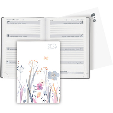 BIELLA Agenda Memento Trend 2026 825413790026U 1S/2P Wildflower 10.1x14.2cm