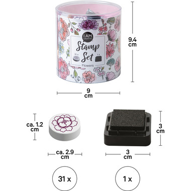 I AM CREATIVE Set de tampons 4093.04 Flowers 31 pièces