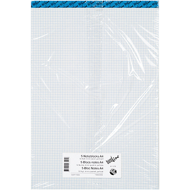 BÜROLINE Bloc bureau blanc A4 725263 quadrillé, 70g,4mm 5x100 flls.