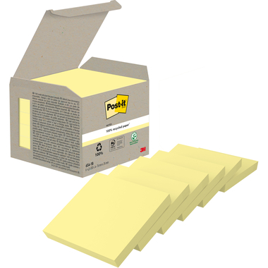 POST-IT Haftnotizen Recycling 76x76mm 654-1B gelb 6x100 Blatt