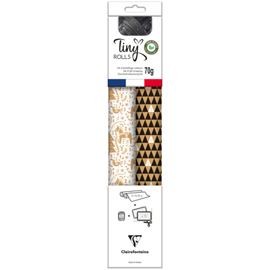 CLAIREFONTAINE Tiny Rolls Set bianco/nero 223888C 5x0,35 m incluso nastro