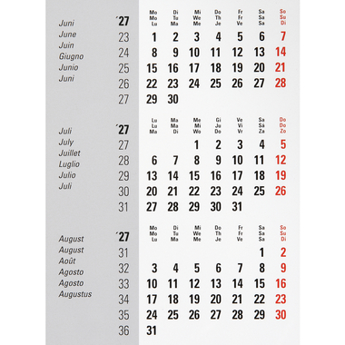BIELLA Pultkalender DesktopFrame 2027 883511000027U 3M/1S Ersatzrolle 124.5x9.5cm