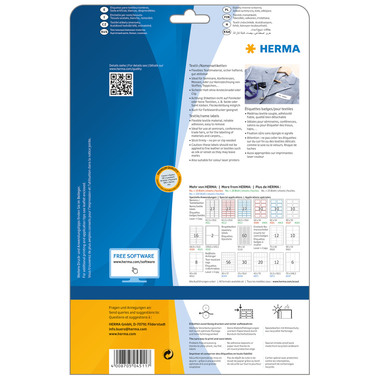 HERMA Etiketten SPECIAL 63.5x29.6mm 4511 weiss,non-perm. 540 St./20 Bl.