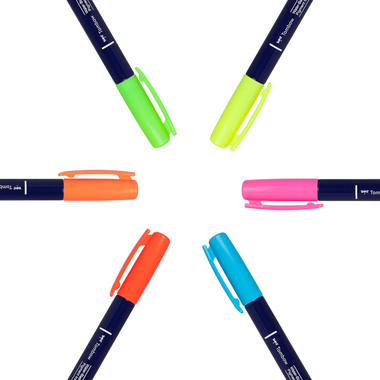 TOMBOW Stylo de calligraphie set WS-BH-6P Fudenosuke, 6 couleurs neon
