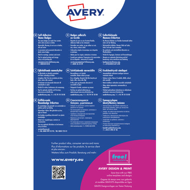 AVERY ZWECKFORM Namensetiketten 65mm L4881-20 weiss 20 Blatt/160 Stk.