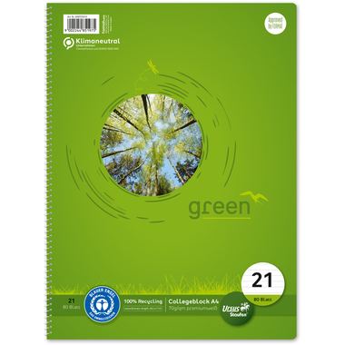 URSUS Collegeblock green A4 608570010 rigato, 70g, 80 fogli